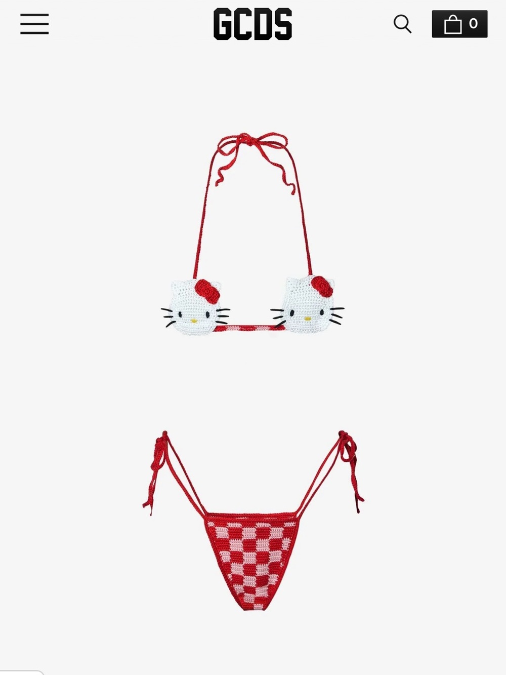 *BRAND NEW* GCDS CROCHET HELLO KITTY BIKINI